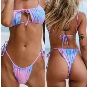 princess polly nwt pink and blue tie dye bikini